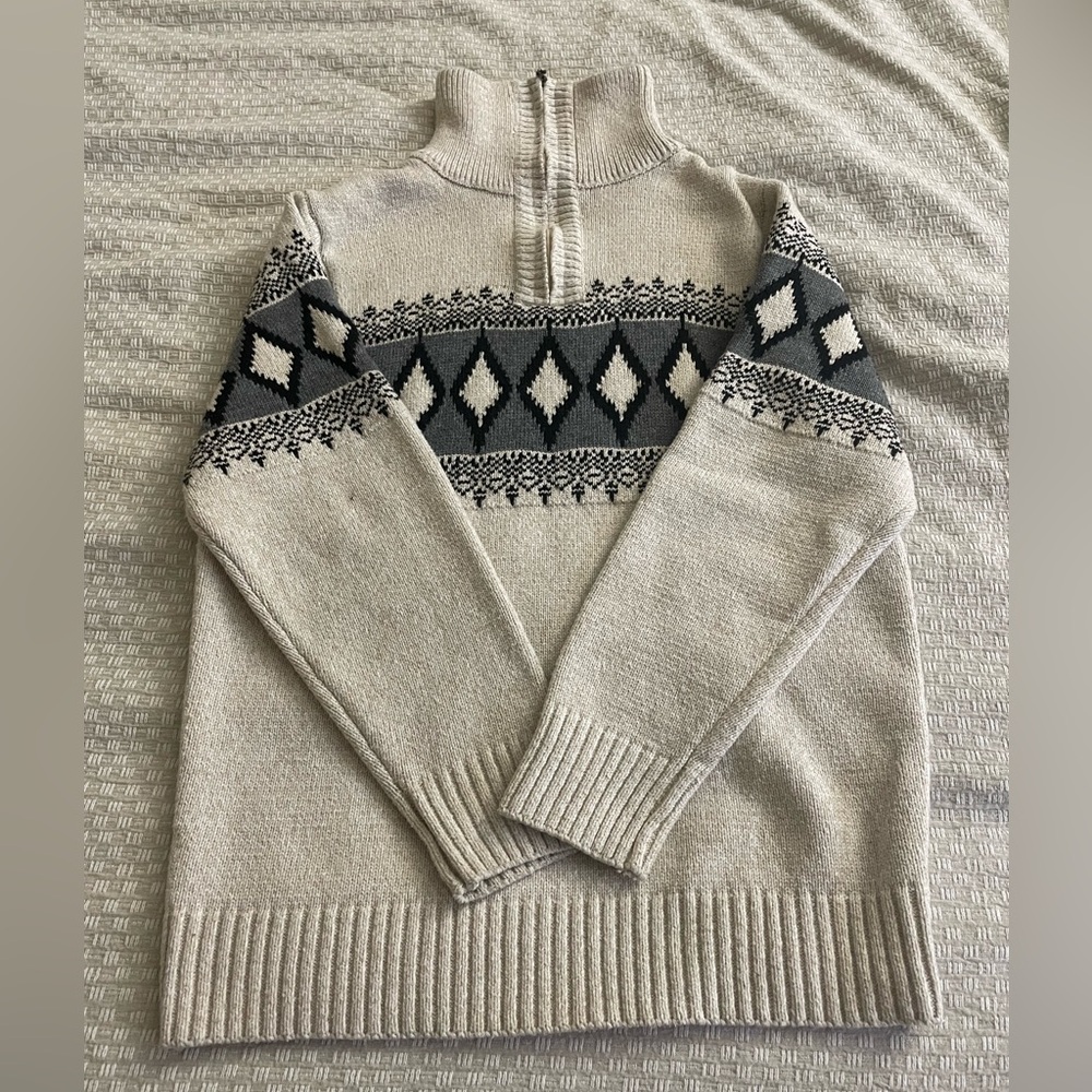 Cream and black 1/4 zip sweater size L